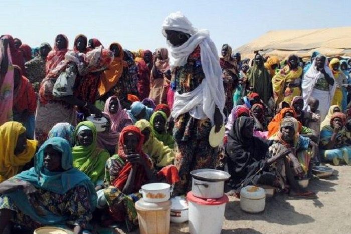 A group of Muslim waiting for alms (Illustration purpose)