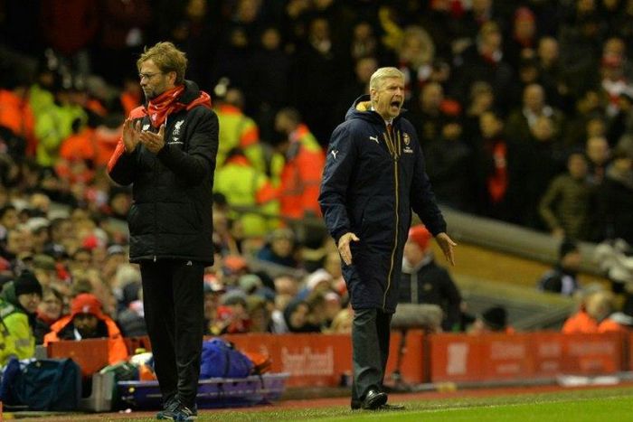 Both Liverpool manager Jurgen Klopp (L) and Arsenal manager Arsene Wenger need wins to boost their teams' flagging fortunes
