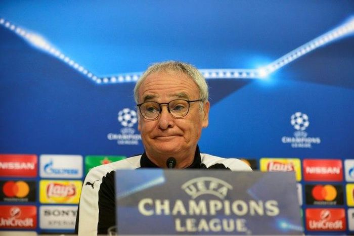 Leicester City's Claudio Ranieri gestures during a press conference on the eve of their UEFA Champions League football match against Sevilla at the Ramon Sanchez Pizjuan stadium in Sevilla on February 21, 2017