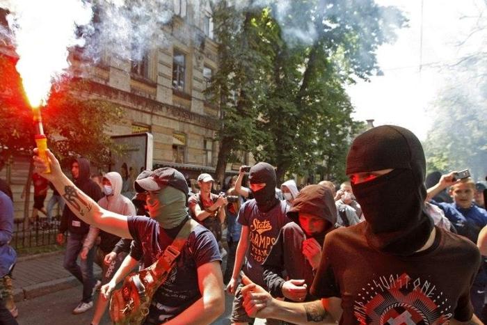 Far-right activists have acted LGBT events in the Ukraine before as at the 2016 Gay Pride rally in Kiev in 2016