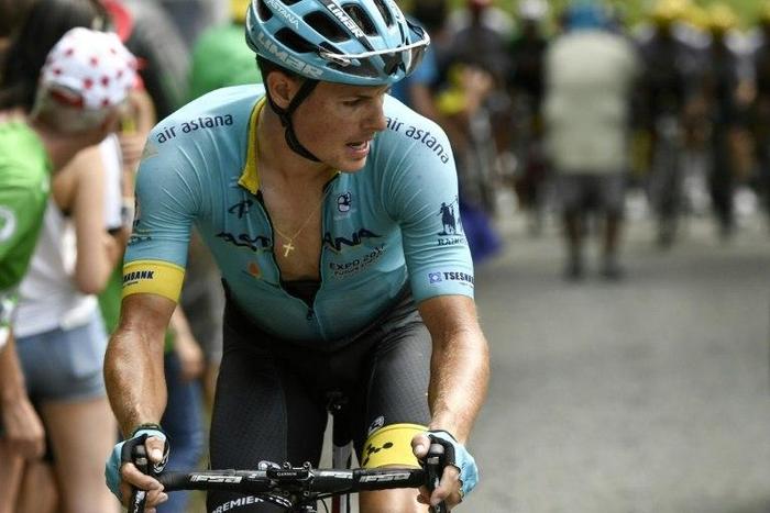 Denmark's Jakob Fuglsang, pictured July 9, 2017, was sitting fifth overall before a crash on Wednesday in which he suffered two fractures to his arm