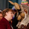 German Chancellor Angela Merkel at a reception of German carnival societies at the Chancellery in Berlin.