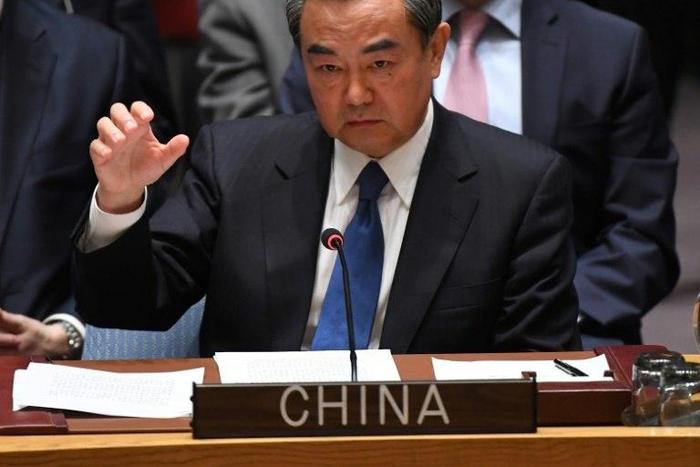 Chinese Foreign Minister Wang Yi speaks during a United Nations Security Council meeting in New York, on April 28, 2017