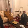 President Muhammadu Buhari meets with Asiwaju Bola Ahmed Tinubu and Chief Bisi Akande at the Abuja House in London on February 9, 2017.