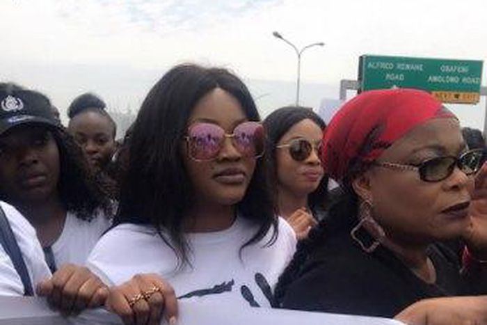 Mercy Aigbe at the #1in3Africa walk against domestic violence