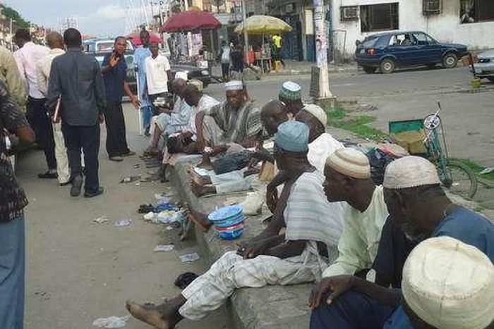 Beggars on the street of Kaduna following ban on begging and hawking in the state.