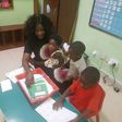 Mercy Johnson at her children's school