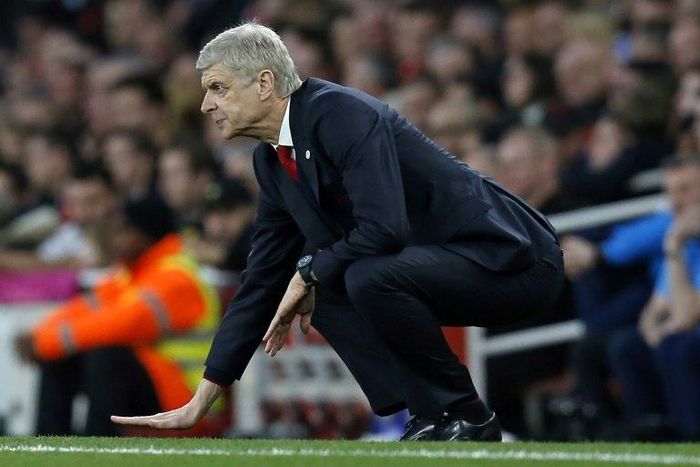 Arsenal's French manager Arsene Wenger gestures on the touchline during their quarter-final match against Lincoln City in London on March 11, 2017