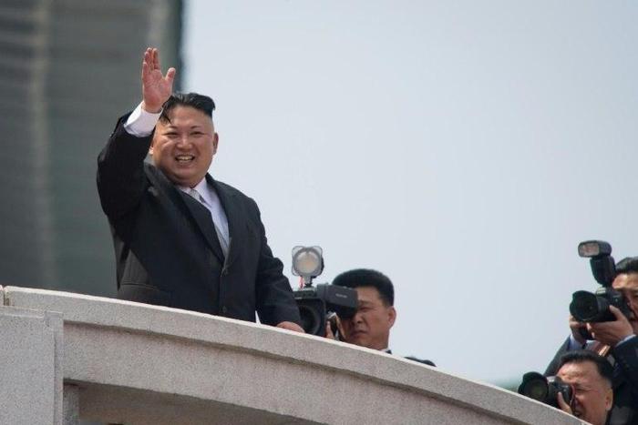 North Korean leader Kim Jong-Un waves in Pyongyang on April 15, 2017