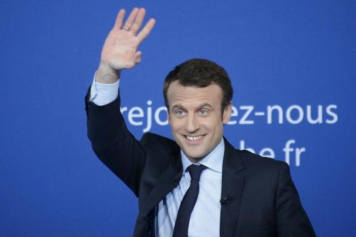 French presidential election candidate for the "En Marche" movement Emmanuel Macron during a meeting in Saint-Priest-Taurion, central France, on February 25, 2017.