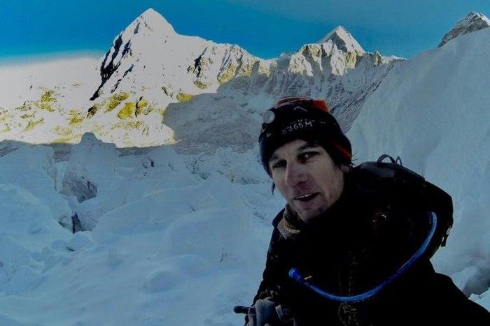 South African mountaineer Ryan Sean Davy takes a 'selfie' as he climbs on the Nepalese side of Mount Everest