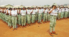 NYSC corps members on parade ground.