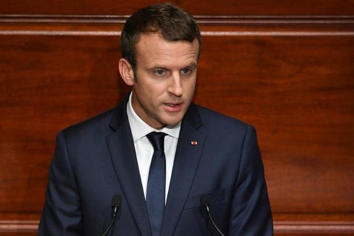 French President Emmanuel Macron speaks to lawmakers at Versailles on July 3, 2017