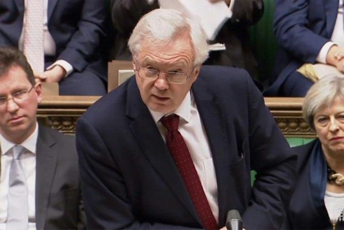 Brexit Minister David Davis makes a statement to the House of Commons on the UK government's Brexit plans as seen in a video grab taken from footage broadcast by the UK Parliamentary Recording Unit (PRU) on January 24, 2017