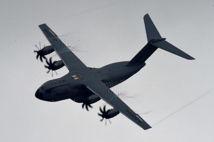 An Airbus A400M Atlas plane performs at the International Paris Air Show in 2015
