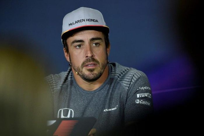 McLaren driver Fernando Alonso takes part in a press conference ahead of the weekend's Spanish Grand Prix, near Barcelona, on May 11, 2017