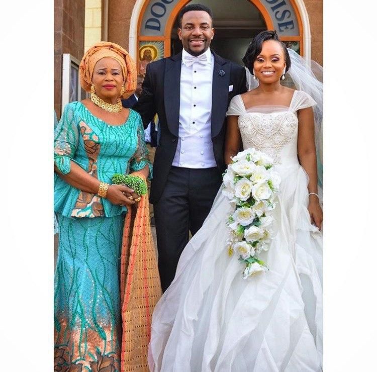 Ebuka Obi-Uchendu and wife, Cynthia Obianodo alongside mother-in-law