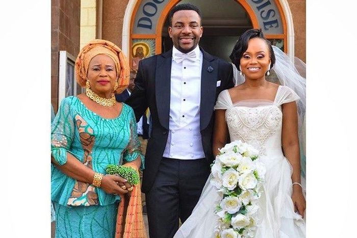 Ebuka Obi-Uchendu and wife, Cynthia Obianodo alongside mother-in-law