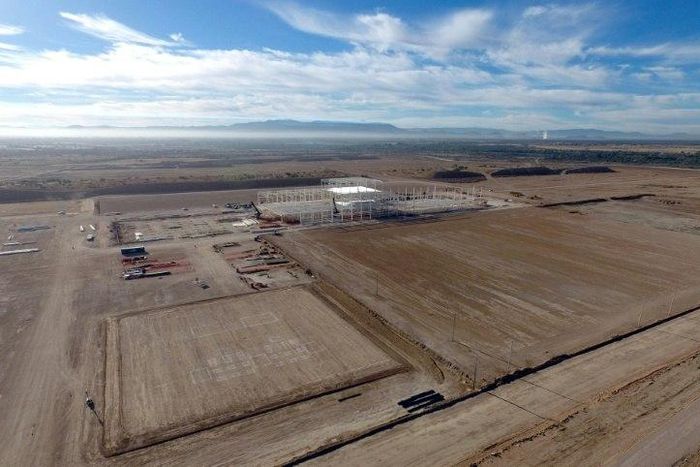 Unfinished buldings on the site of a cancelled Ford car factory in Villa de Reyes, near San Luis Potosi, Mexico