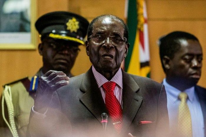 Zimbabwe's President Robert Mugabe speaks during a private ceremony in Harare, on February 21, 2017