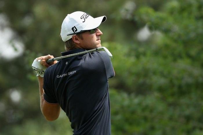 Richy Werenski of the US plays a tee shot on the third hole during the second round of the Barracuda Championship, at Montreux Country Club in Reno, Nevada, on August 4, 2017