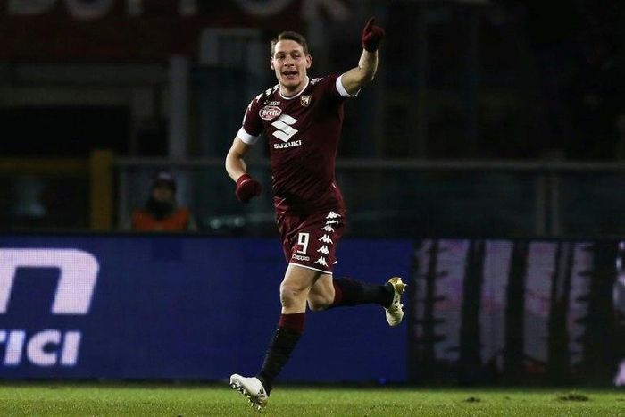 Torino's forward Andrea Belotti celebrates after scoring on January 16, 2017