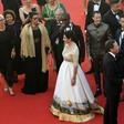 Israeli Culture Minister Miri Regev at the Cannes film festival's opening ceremony, wearing a dress featuring the Old City of Jerusalem