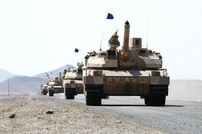 Saudi tanks are deployed in the Yemeni coastal district of Dhubab, during a military operation against Shiite Huthi rebels on January 7, 2017