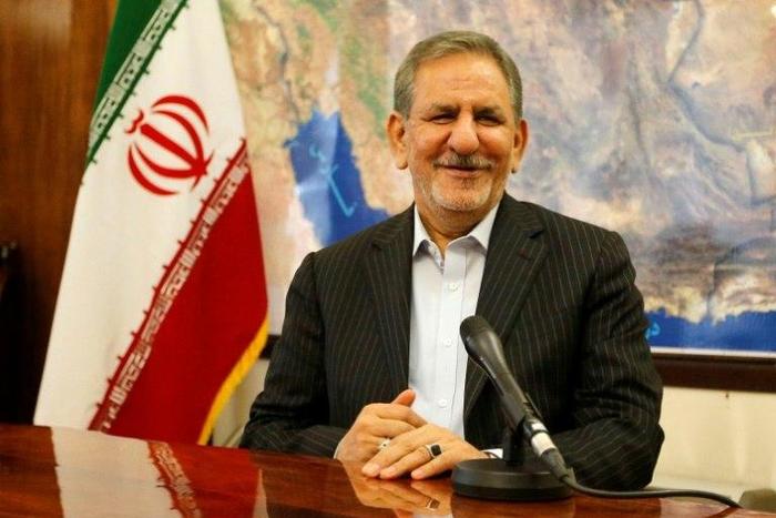 Iranian vice-president and candidate in Iran's upcoming presidential elections Eshaq Jahangiri gives an interview to AFP in Tehran on May 9, 2017