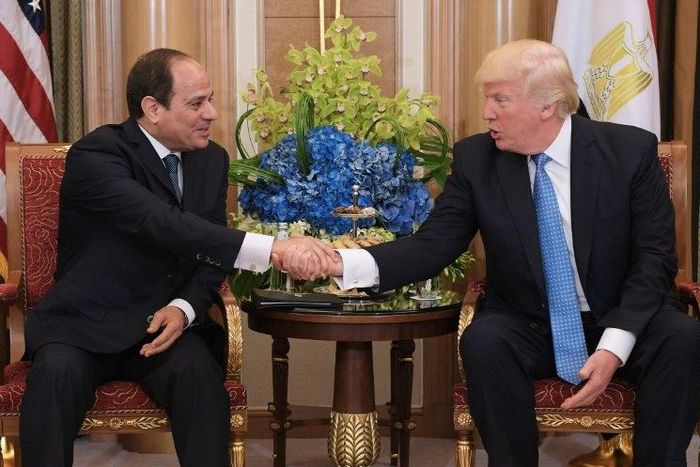 US President Donald Trump (R) and Egypt's President Abdel Fattah al-Sisi meet in the Saudi capital Riyadh, in May 2017