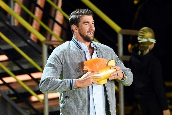 Swimming superstar Michael Phelps, pictured at this month's Nickelodeon Kids' Choice Sports Awards, lost his race against a great white shark in a much-publicized event organized by the Discovery Channel for its Shark Week