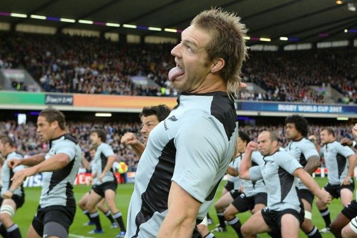 Former All Black Ali Williams (C) earned a reputation as a prankster during his playing days