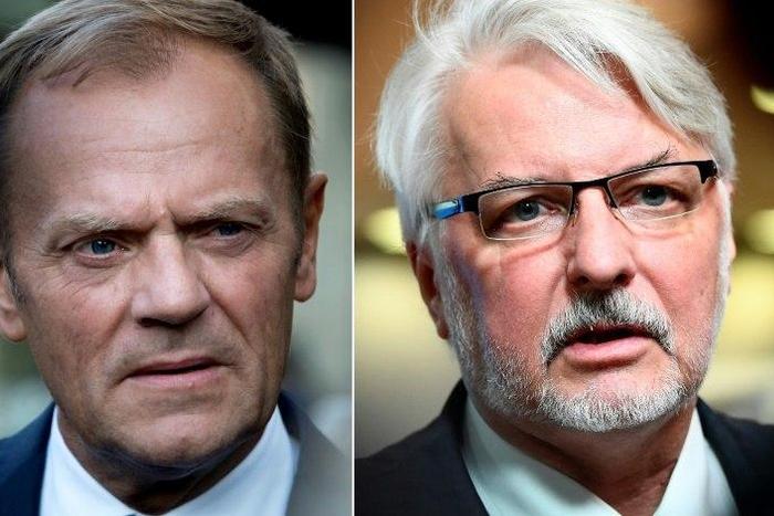 Poland's Foreign Minister Witold Waszczykowski (R) led a campaign against Donald Tusk (L), arguing he should not be elected European Council president against the wishes of his home country