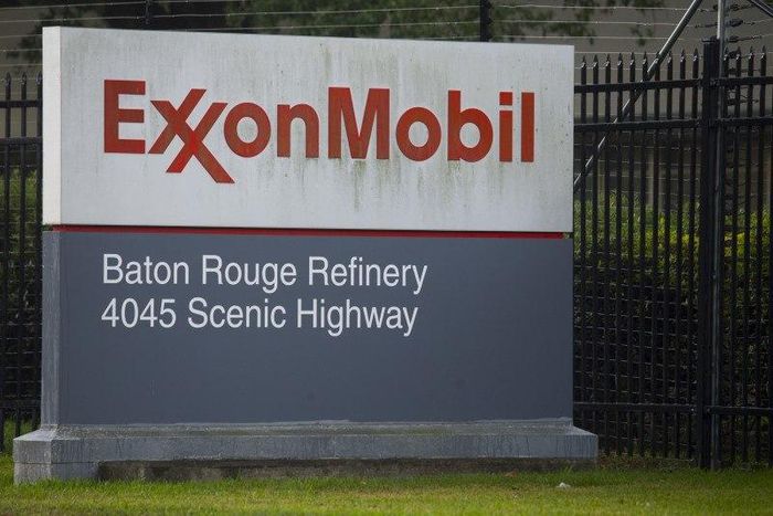 A sign is seen in front of the Exxonmobil Baton Rouge Refinery in Baton Rouge, Louisiana, November 6, 2015. REUTERS/Lee Celano