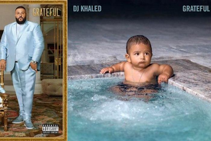 The two album covers for "Grateful," Khaled's new album.