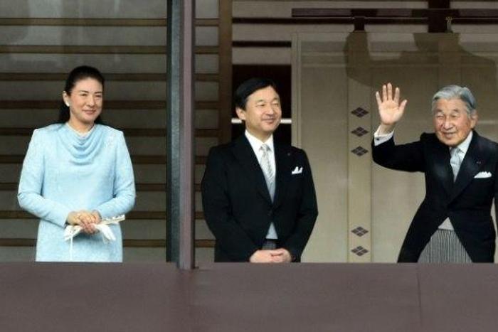Emperor Akihito, second right, with Empress Michiko, right, is prearing to stand down in favour of Crown Prince Naruhito, second right, seen with his wife Crown Princess Masako