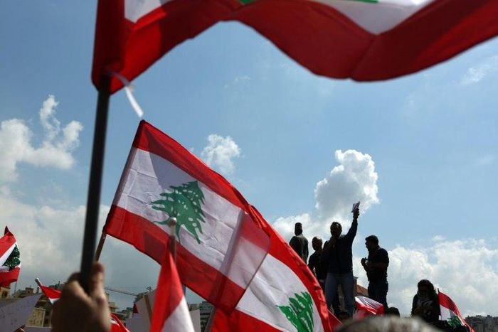Lebanese protest in downtown Beirut on March 19, 2017, against increased taxes
