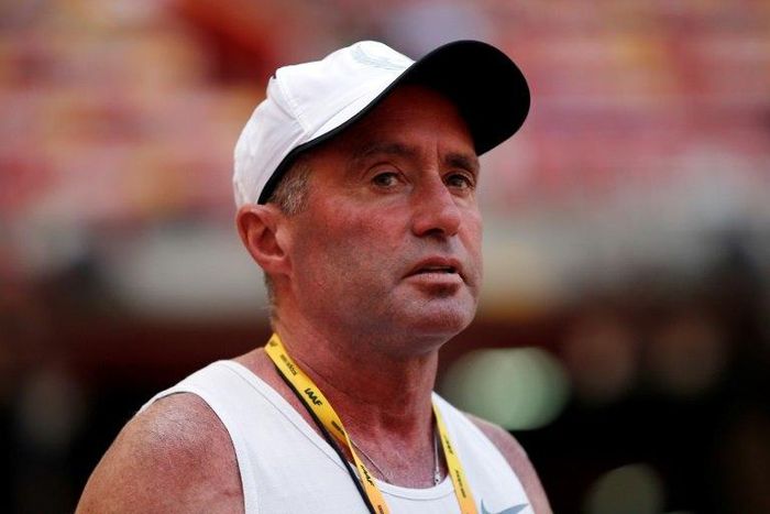 Cuban-American coach Alberto Salazar attends a practice session ahead of the 2015 IAAF World Championships at the "Bird's Nest" National Stadium in Beijing on August 21, 2015