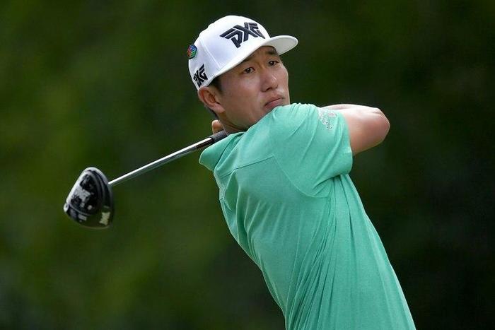 James Hahn of the US hits a shot on the 15th tee during round one of the AT&T Byron Nelson, at the TPC Four Seasons Resort Las Colinas in Irving, Texas, on May 18, 2017