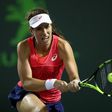 Johanna Konta of Britain hits a return during her Miami Open semi-final match against Venus Williams of the US, at Crandon Park Tennis Center in Key Biscayne, on March 30, 2017