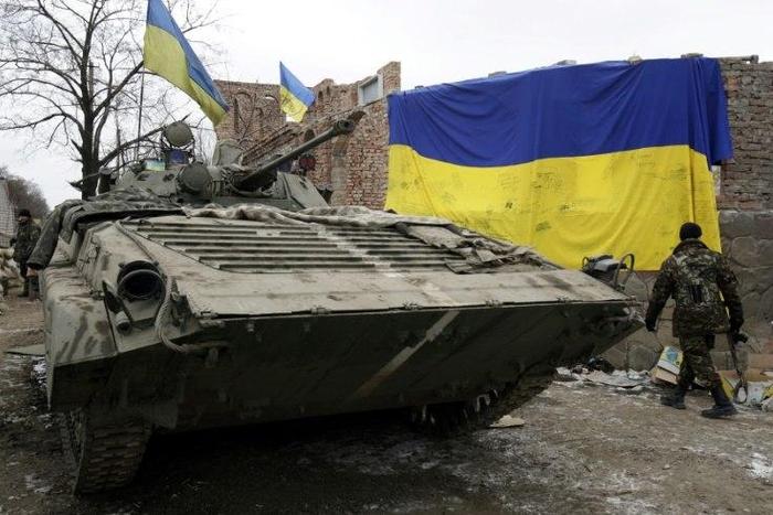 The military campaign's headquarters in Kiev said three soldiers had been near the town of Debaltseve, a transport hub connecting the Russian-backed separatist fiefdoms of Lugansk and Donetsk where intense clashes raged in early 2015