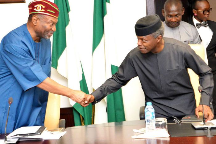 Minister of Budget and National Planning, Udo Udoma and Acting President Osinbajo
