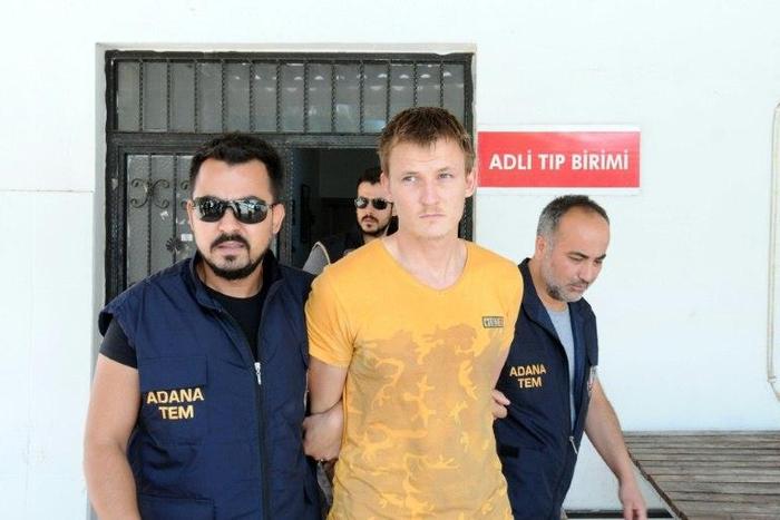 Russian national Renat Bakiev (C), a suspected IS member, has been detained in Turkey for allegedly planning to attack a US warplane using a drone