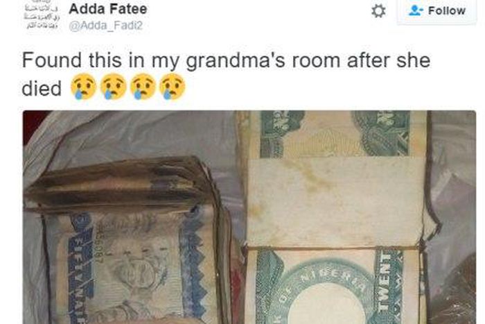 Twitter User finds grandmother's stash of old Naira currencies