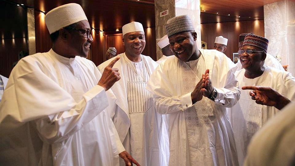 President Muhammadu Buhari, Senate President Bukola Saraki and Speaker Yakubu Dogara