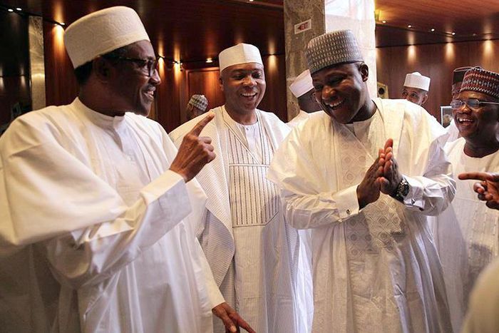President Muhammadu Buhari, Senate President Bukola Saraki and Speaker Yakubu Dogara