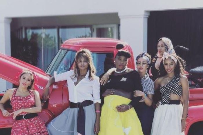 (L-R), Eva Longoria, Ciara, Serena Williams, Lala, Kelly Rowland and Angie Beyince