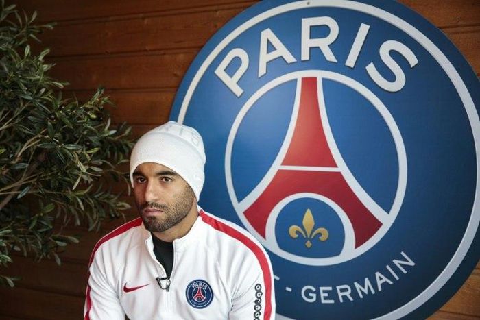 Paris Saint-Germain's Brazilian midfielder Lucas Moura speaks during an interview at the Camp des Loges training centre in Saint-Germain-en-Laye, west of Paris, on February 8, 2017