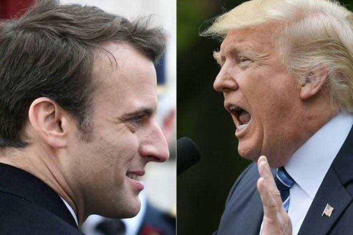 French president-elect Emmanuel Macron (L) will meet with US President Donald Trump on the margins of a NATO summit in Brussels
