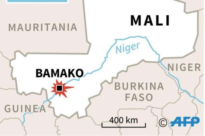 Map locating Bamako in Mali